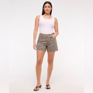 🐆 Curve Love Leopard High Rise Dad Denim Shorts Abercrombie & Fitch 26/2